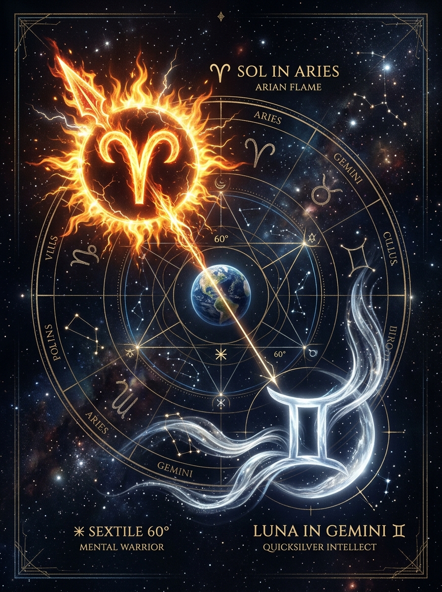 Sun in Aries, Moon in Gemini: The Alchemical Fusion of the Mental Warrior