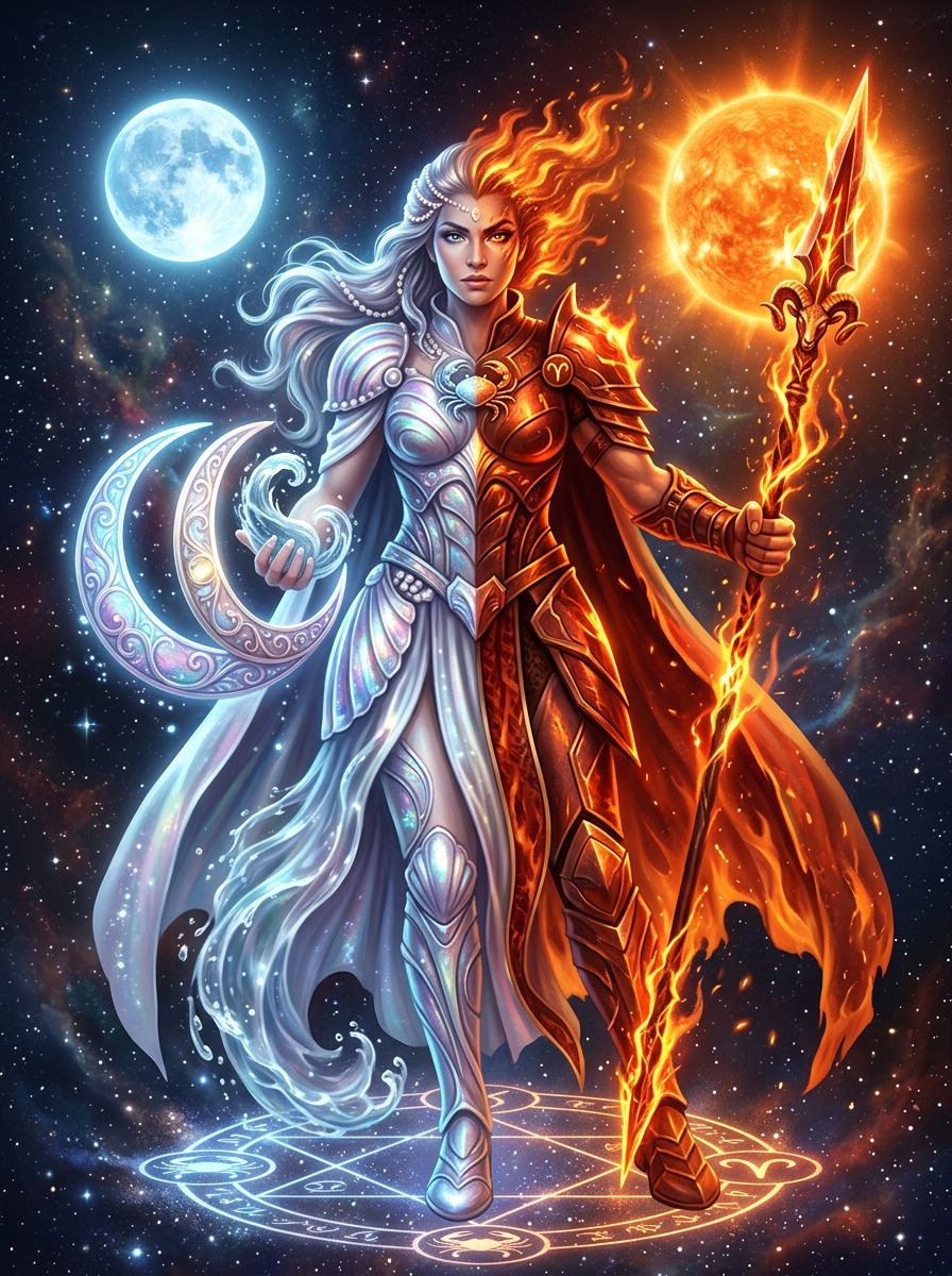 Sun in Cancer, Moon in Aries: The Warrior-Caregiver Archetype