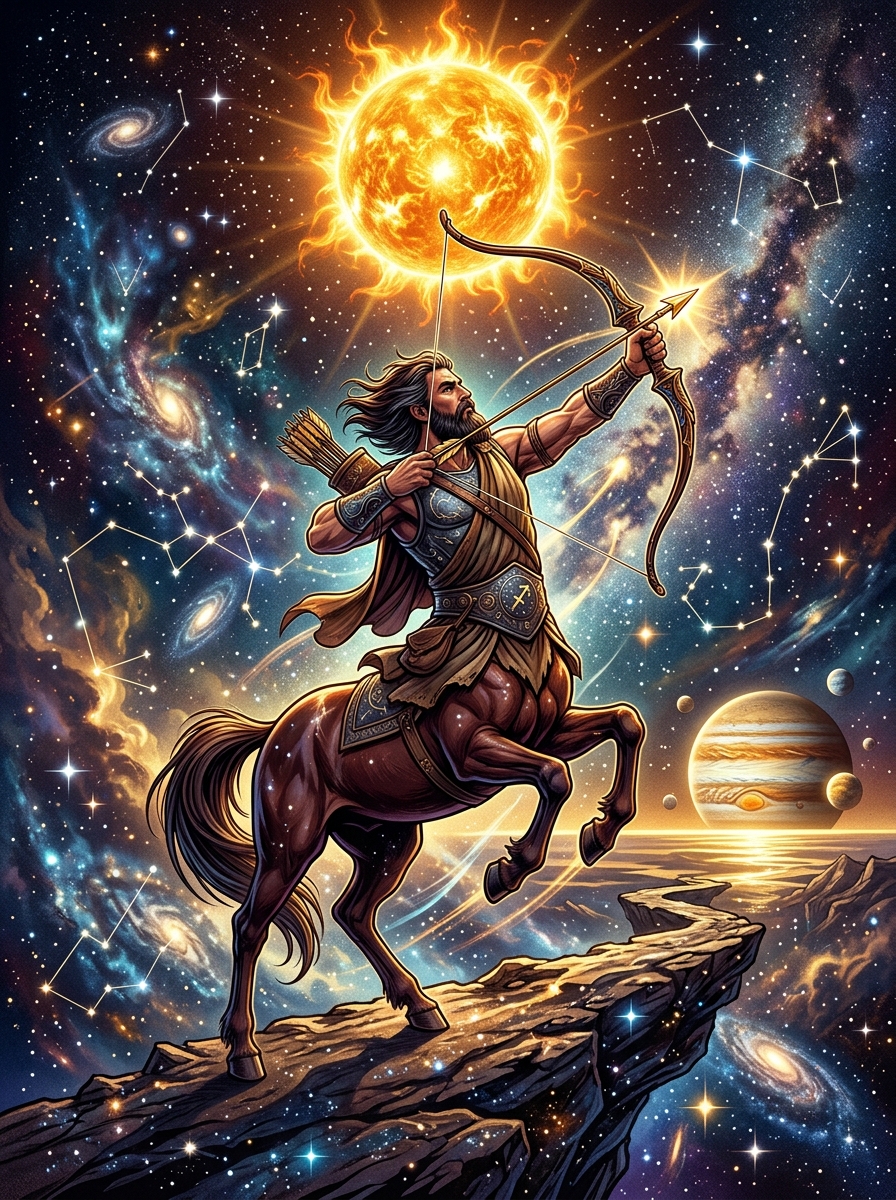 Sun in Sagittarius with Sagittarius Rising: The Visionary Explorer