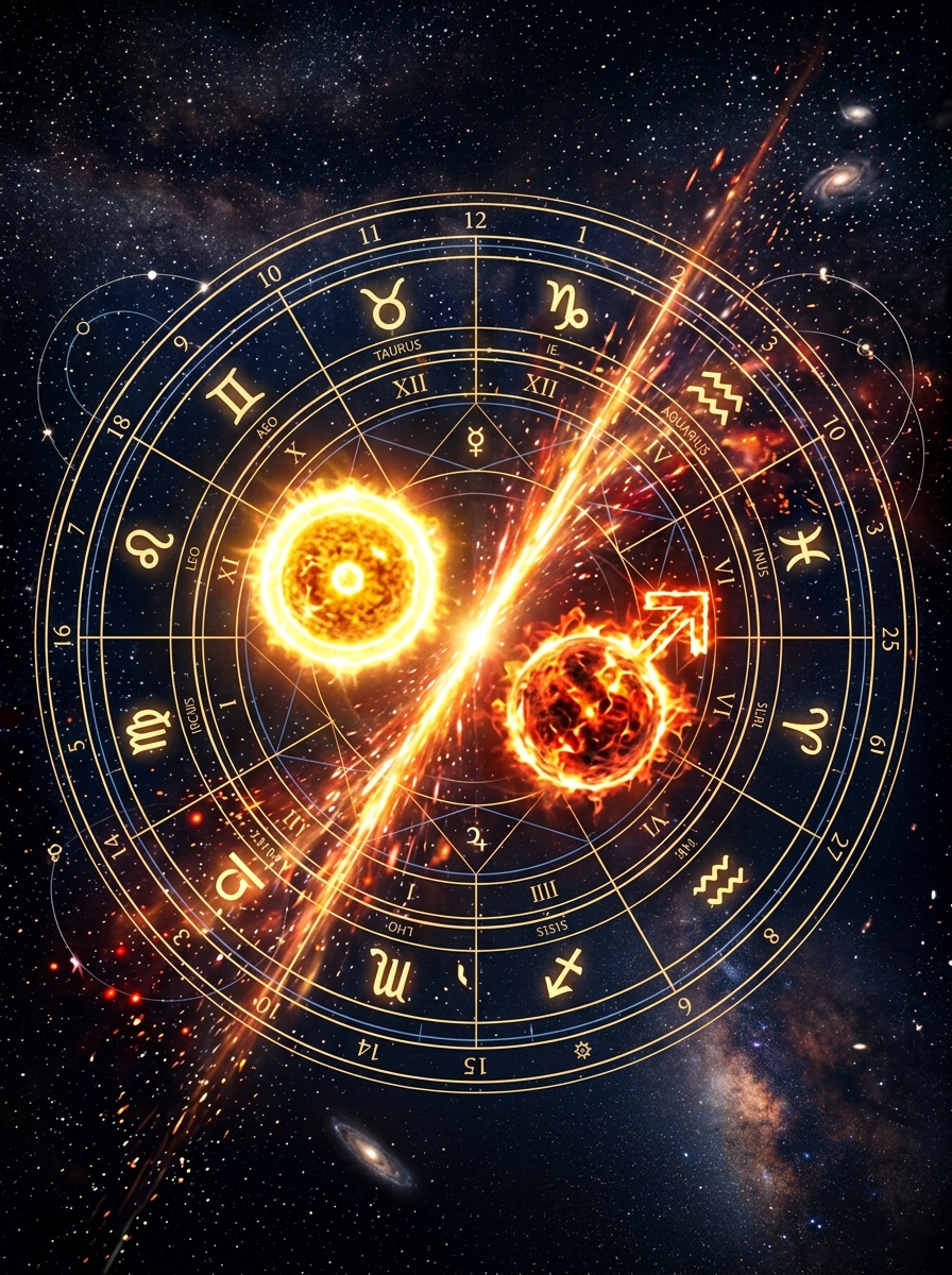 Synastry: Sun Opposition Mars — Attraction at the Edge of Friction