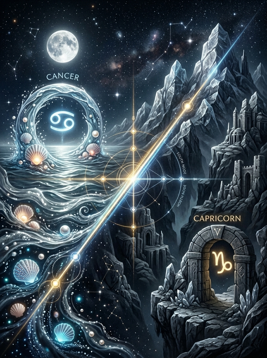 The Cancer-Capricorn Nodal Axis: From Rigidity to Emotional Sovereignty