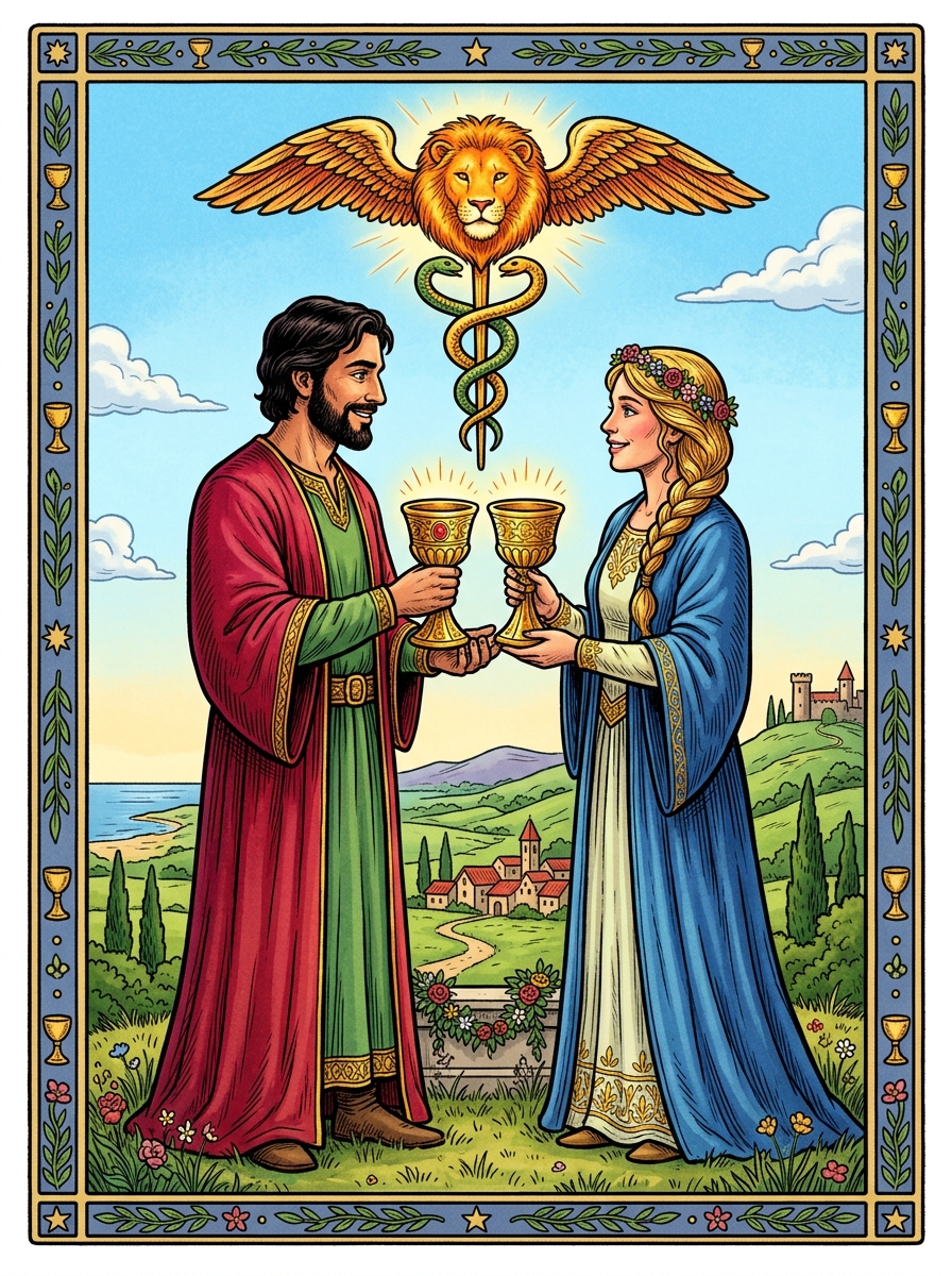 Two of Cups Tarot Card Meaning: Reciprocity, Alchemical Union, and Relational Mirrors